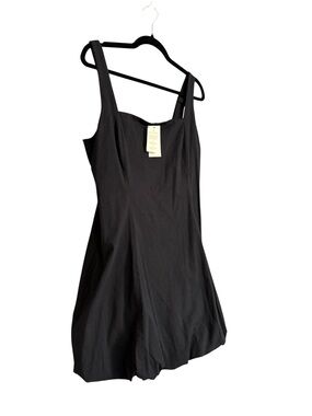 Abercrombie & Fitch Black Balloon Hem Mini Dress Adjustable Strap NWT Size Large